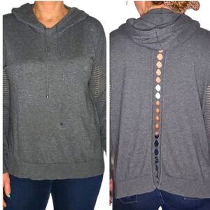 Harper Pullover Hoodie Grey Long Sleeve Open Back Design Size Medium